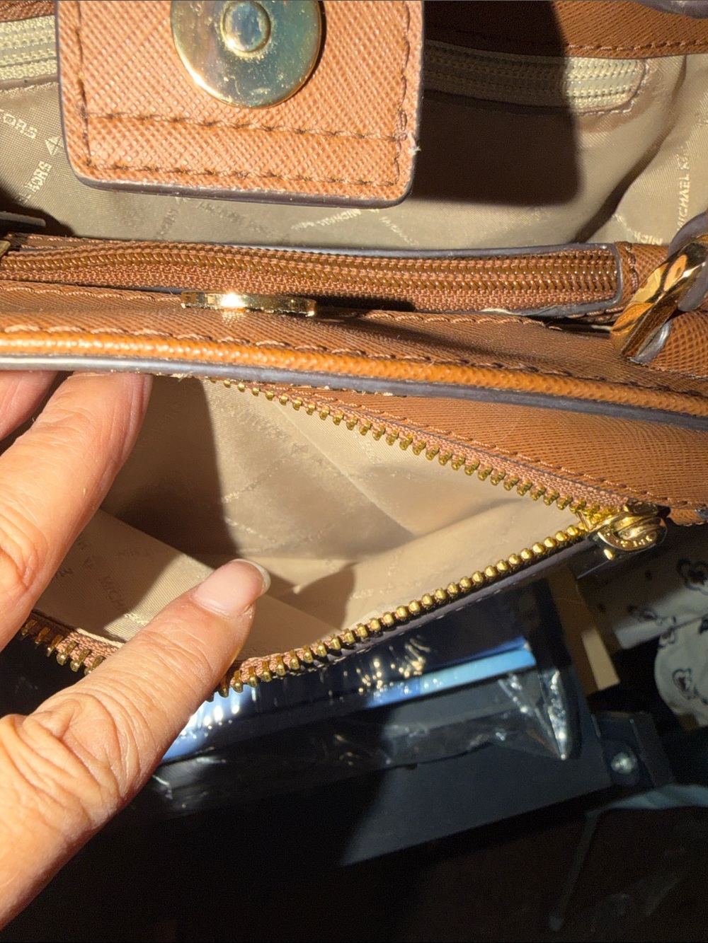 Michael Kors Brown Logo Satchel - Signature MK Print - Picture 7 of 7